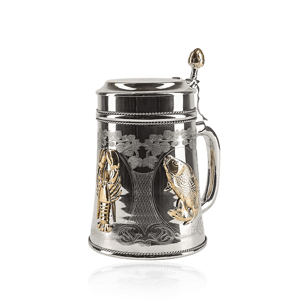 Серебряный пивной бокал Рак и Рыба 024299