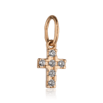 обзорное фото Золотой крестик с фианитами 028141  Декоративные золотые крестики