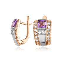 обзорное фото Золотые серьги с аметистом 102244  Золотые серьги с аметистом