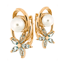 обзорное фото Серьги с жемчугом 420491 Золотые серьги с жемчугом обзорное фото Серьги с жемчугом 420491  Золотые серьги с жемчугом