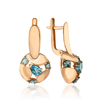 обзорное фото Золотые серьги круг с топазами 035080 Золотые серьги обзорное фото Золотые серьги круг с топазами 035080  Золотые серьги