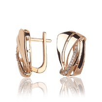 обзорное фото Золотые серьги с фианитами 031499  Золотые серьги с фианитом