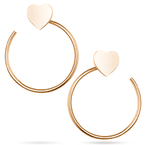 обзорное фото Женские серьги- протяжки в красном золоте круг с сердечком 038982 Золотые серьги без вставок обзорное фото Женские серьги- протяжки в красном золоте круг с сердечком 038982  Золотые серьги без вставок