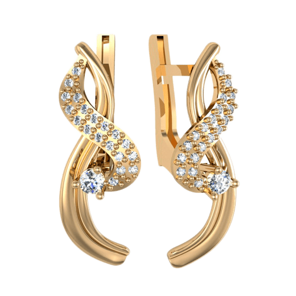Золотые серьги с фианитами 420982 детальное изображение ювелирного изделия Золотые серьги с бриллиантами