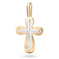 обзорное фото Подвес с белым крестиком внутри, украшенным бриллиантом и рамкой из красного золота 040710  Декоративные золотые крестики