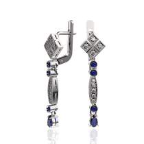 обзорное фото Золотые серьги с бриллиантами и сапфирами 030425 Золотые серьги с сапфиром обзорное фото Золотые серьги с бриллиантами и сапфирами 030425  Золотые серьги с сапфиром