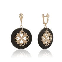 оглядове фото Золоті сережки з агатом і фіанітами 029039 оглядове фото Золоті сережки з агатом і фіанітами 029039