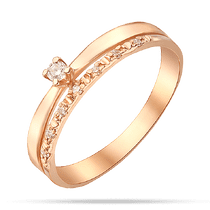 обзорное фото Золотое двойное кольцо с изящным центральным камешком бриллиант и дорожкой из бриллиантов 040327 Золотые кольца с бриллиантами обзорное фото Золотое двойное кольцо с изящным центральным камешком бриллиант и дорожкой из бриллиантов 040327  Золотые кольца с бриллиантами