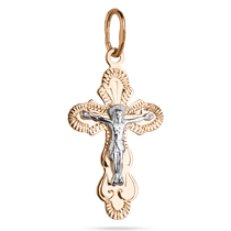 обзорное фото Православный крест в комбинированном золоте с гравировкой Спаси и Сохрани 039496 Золотые крестики православные обзорное фото Православный крест в комбинированном золоте с гравировкой Спаси и Сохрани 039496  Золотые крестики православные