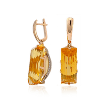 обзорное фото Золотые серьги с цитрином 024609 Золотые серьги с цитрином обзорное фото Золотые серьги с цитрином 024609  Золотые серьги с цитрином