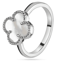 обзорное фото Кольцо Клевер с перламутром из серебра 925 пробы 039456  Серебряные кольца со вставками