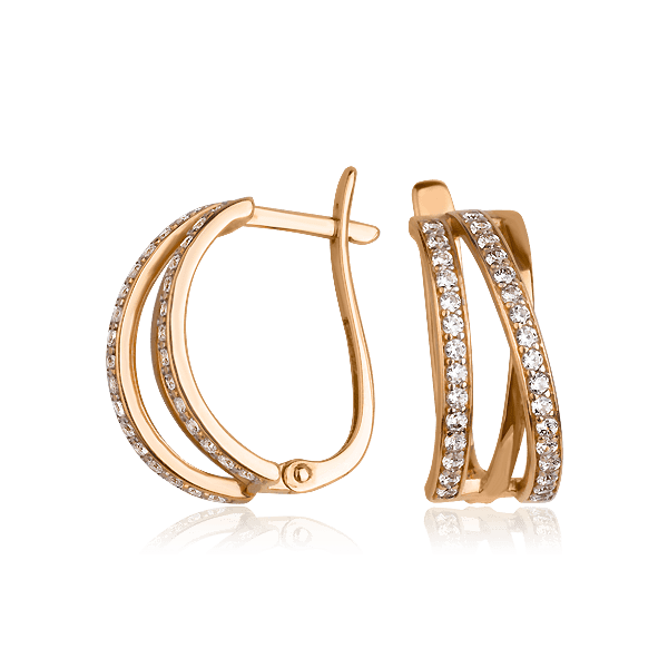 Золоті сережки з цирконієм 110193 детальне зображення ювелірного виробу