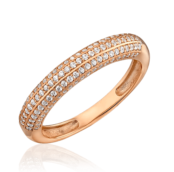 Кольцо из красного золота с россыпью фианитов 032576 детальное изображение ювелирного изделия Золотые кольца с фианитом Кольцо из красного золота с россыпью фианитов 032576 детальное изображение ювелирного изделия Золотые кольца с фианитом