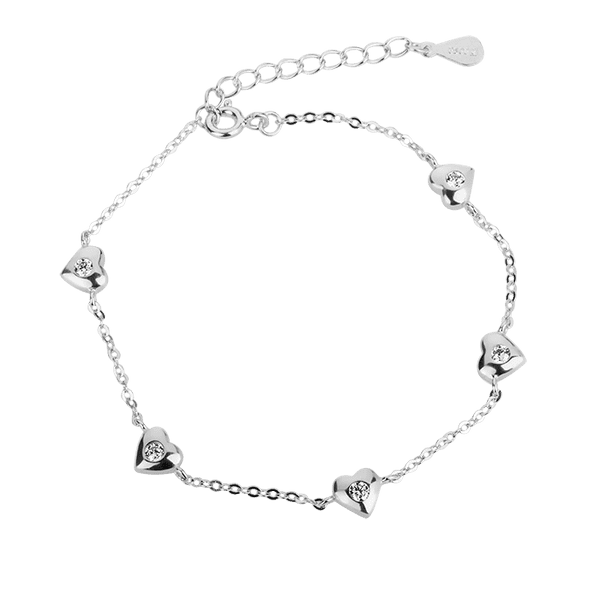 Серебряный браслет Сердечки с фианитами 027742 детальное изображение ювелирного изделия Серебряные женские браслеты Серебряный браслет Сердечки с фианитами 027742 детальное изображение ювелирного изделия Серебряные женские браслеты