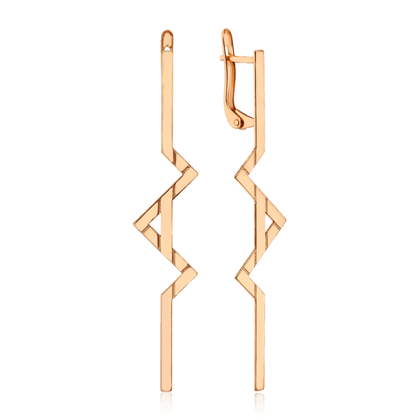 Геометричні золоті сережки Зигзаги з англійським замком 034367 детальне зображення ювелірного виробу Геометричні золоті сережки Зигзаги з англійським замком 034367 детальне зображення ювелірного виробу