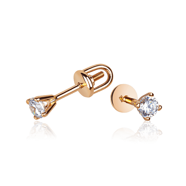 Золотые серьги пуссеты на закрутке с фианитом 037562 детальное изображение ювелирного изделия Золотые серьги с фианитом Золотые серьги пуссеты на закрутке с фианитом 037562 детальное изображение ювелирного изделия Золотые серьги с фианитом