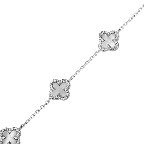 Серебряный женский браслет с белым перламутром и фианитами 027767 детальное изображение ювелирного изделия Серебряные женские браслеты Серебряный женский браслет с белым перламутром и фианитами 027767 детальное изображение ювелирного изделия Серебряные женские браслеты