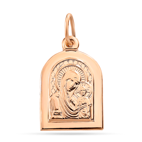 Золотая ладанка нательная Казанская икона Божией Матери 035789 детальное изображение ювелирного изделия Золотые подвески иконки