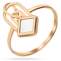 обзорное фото Золотое кольцо в интересном дизайне с перламутром 035383  Золотые кольца с перламутром