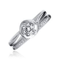 обзорное фото Двойное кольцо для помолвки из золота с бриллиантами 031036  Золотые кольца