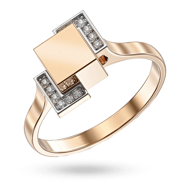 Золотое кольцо "Куб" инкрустированное дорожками фианитов, обрамляющими основу 040855 детальное изображение ювелирного изделия Золотые кольца с фианитом Золотое кольцо "Куб" инкрустированное дорожками фианитов, обрамляющими основу 040855 детальное изображение ювелирного изделия Золотые кольца с фианитом