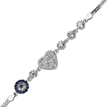 обзорное фото Серебряный браслет Сердце с фианитами 027285 Серебряные женские браслеты обзорное фото Серебряный браслет Сердце с фианитами 027285  Серебряные женские браслеты