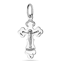 обзорное фото Крестик в белом золоте Спаси и Сохрани с распятием 585 пробы 039862  Золотые крестики православные