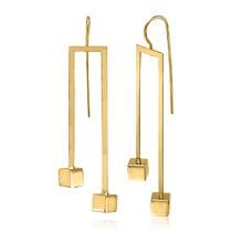 обзорное фото Сережки в лимонном золоте Кубики 035084  Золотые серьги