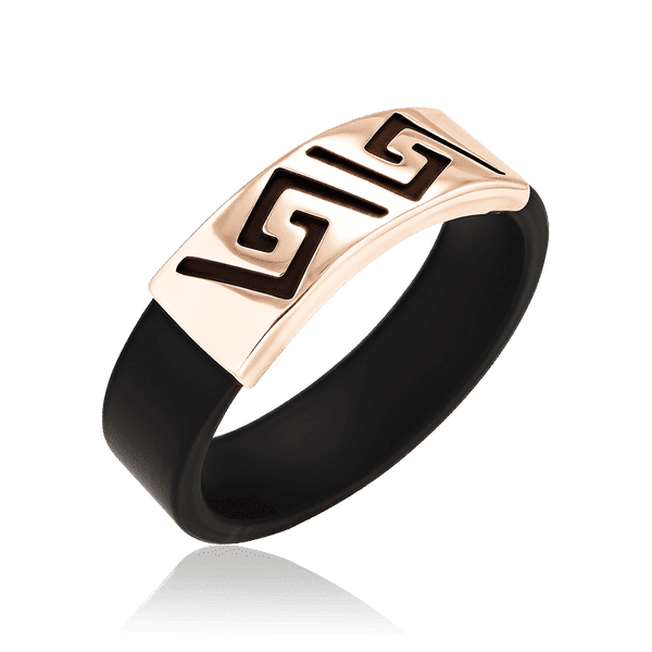 Каучуковое кольцо с золотой пластиной 035499 детальное изображение ювелирного изделия Золотые кольца Каучуковое кольцо с золотой пластиной 035499 детальное изображение ювелирного изделия Золотые кольца