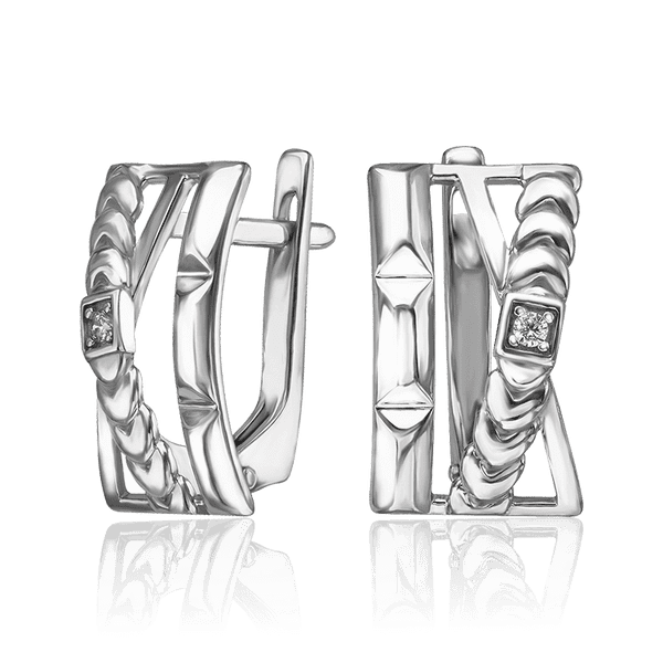 Серебряные серьги с фианитом 035003 детальное изображение ювелирного изделия Серебряные серьги Серебряные серьги с фианитом 035003 детальное изображение ювелирного изделия Серебряные серьги