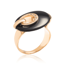обзорное фото Женское кольцо из золота с агатом и фианитами Лорен 031657  Золотые кольца с агатом