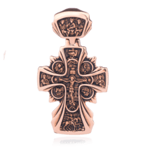 обзорное фото Православный крест с чернением 024635  Золотые крестики православные