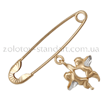 обзорное фото Золотая булавка с ангелками 300210 Золотые булавки обзорное фото Золотая булавка с ангелками 300210  Золотые булавки