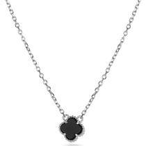 обзорное фото Колье из серебра 925 пробы Клевер с ониксом 039380 Серебряные колье обзорное фото Колье из серебра 925 пробы Клевер с ониксом 039380  Серебряные колье