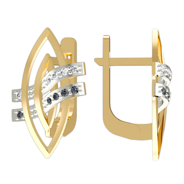 Золотые серьги с цирконием 420977 детальное изображение ювелирного изделия Золотые серьги с фианитом Золотые серьги с цирконием 420977 детальное изображение ювелирного изделия Золотые серьги с фианитом