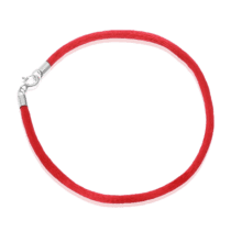 обзорное фото Красный шелковый шнурок с серебряной застежкой 026201  Серебряные женские браслеты
