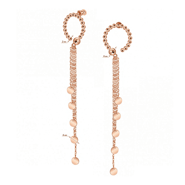 Золотые серьги-пусеты с кругом из шариков, цепочками разной длины и 5 монетками купить Золотые серьги-пусеты с кругом из шариков, цепочками разной длины и 5 монетками купить