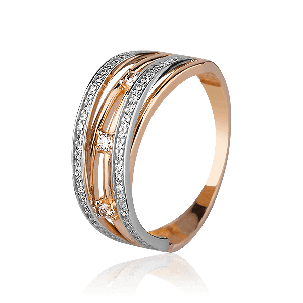 Кольцо в красно-белом золоте с фианитами 027492 детальное изображение ювелирного изделия Золотые кольца с фианитом Кольцо в красно-белом золоте с фианитами 027492 детальное изображение ювелирного изделия Золотые кольца с фианитом