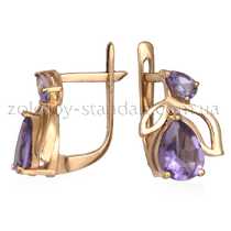 обзорное фото Золотые серьги с аметистом 21083 Золотые серьги с аметистом обзорное фото Золотые серьги с аметистом 21083  Золотые серьги с аметистом