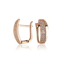 обзорное фото Золотые серьги дорожки с цирконием 030559  Золотые серьги с фианитом