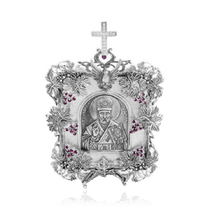 оглядове фото Срібна ікона Миколай Угодник з виноградною лозою 035973