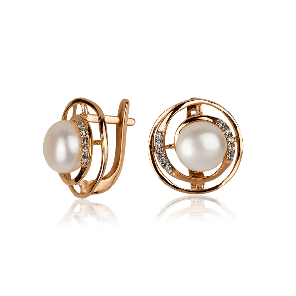 Золотые серьги с жемчугом и фианитами 030692 детальное изображение ювелирного изделия Золотые серьги с жемчугом Золотые серьги с жемчугом и фианитами 030692 детальное изображение ювелирного изделия Золотые серьги с жемчугом