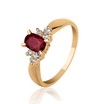 обзорное фото Кольцо из красного золота с рубином и бриллиантами 1081  Золотые кольца с рубином