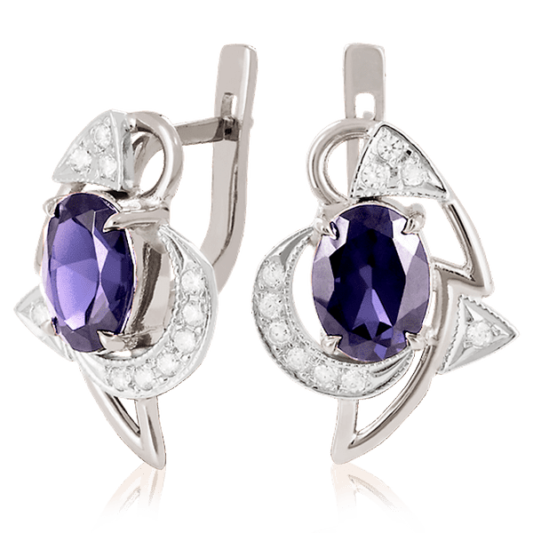 Золотые серьги с аметистом 023542 детальное изображение ювелирного изделия Золотые серьги с аметистом Золотые серьги с аметистом 023542 детальное изображение ювелирного изделия Золотые серьги с аметистом