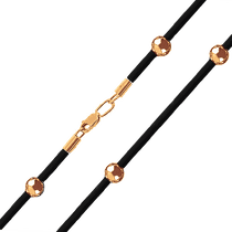 обзорное фото Каучуковый шнурок с замком и шариками в красном золоте 027861 Шнурки с золотом обзорное фото Каучуковый шнурок с замком и шариками в красном золоте 027861  Шнурки с золотом