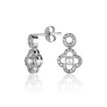 обзорное фото Серебряные серьги-гвоздики с фианитами 027346  Серебряные серьги с камнями