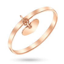 обзорное фото Тонкое золотое кольцо с подвеской маленькое Сердечко 041130  До 18 лет