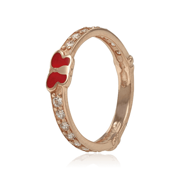 Дитяча золота каблучка Метелик з емаллю і фіанітами 028691 детальне зображення ювелірного виробу Дитяча золота каблучка Метелик з емаллю і фіанітами 028691 детальне зображення ювелірного виробу