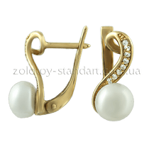 обзорное фото Золотые серьги с жемчугом 511711  Золотые серьги с жемчугом