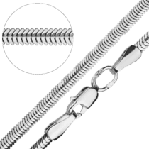 обзорное фото Серебряная цепочка тонда (снейк) плоский 3 мм ширина 038079  Серебряные цепочки